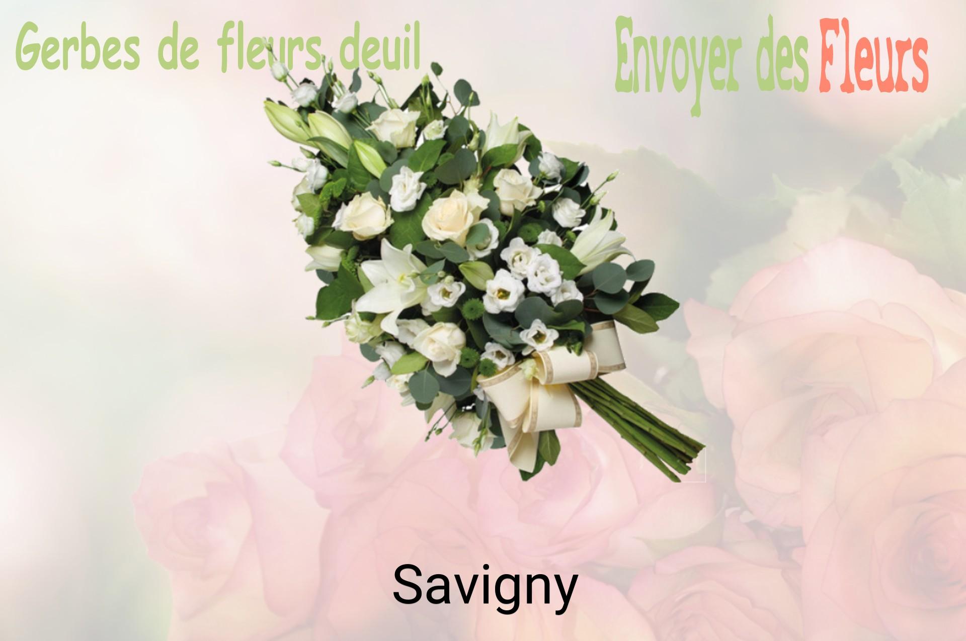 Gerbe de fleurs de deuil livrée à Savigny